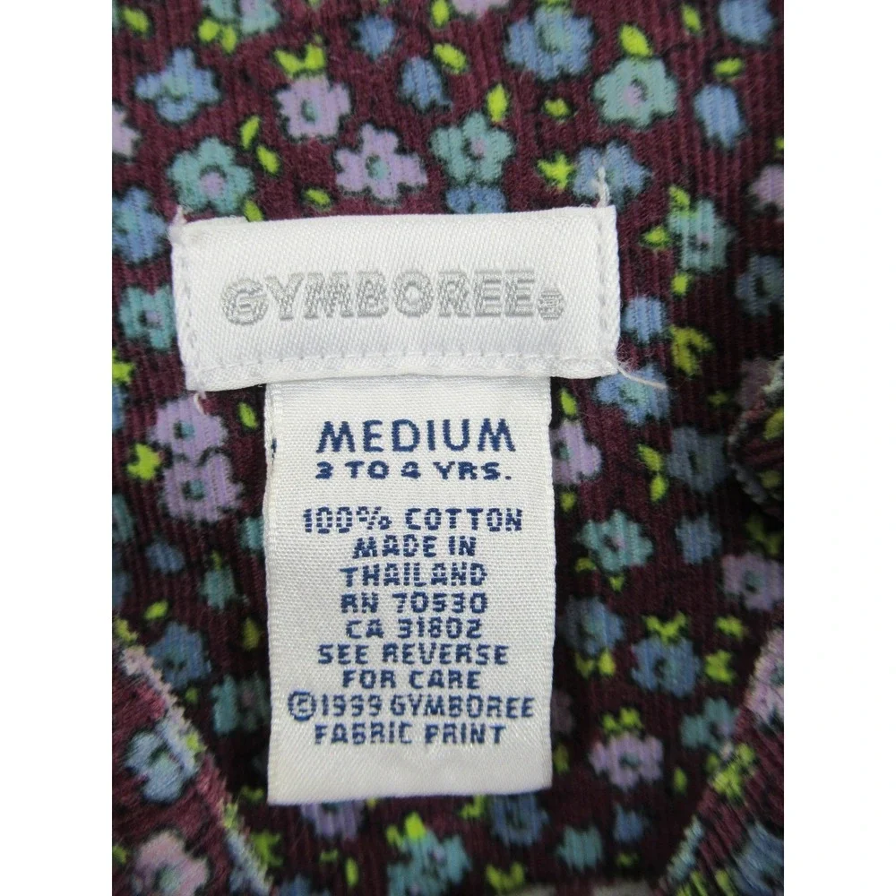 Vintage 90s Gymboree Corduroy Jumper Dress Girls M 3-4 Years Floral